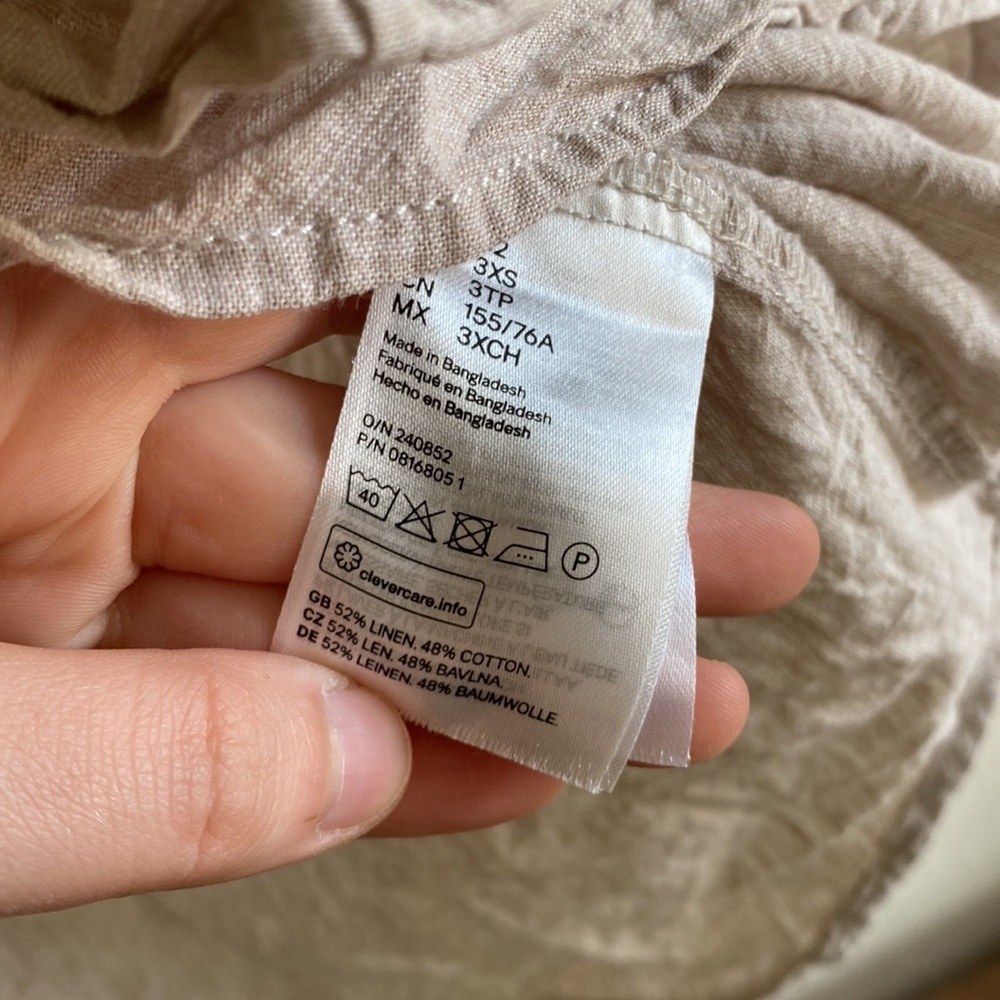 H&M Cotton Linen Blend Short Sleeve Button Top Size Small - Picture 3 of 3